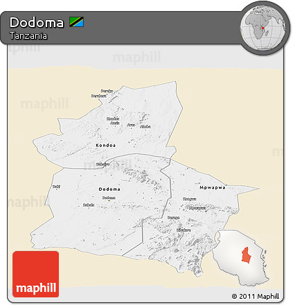 Classic Style Panoramic Map of Dodoma, single color outside