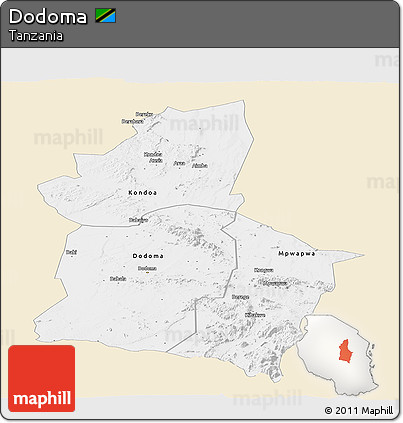 Classic Style Panoramic Map of Dodoma, single color outside