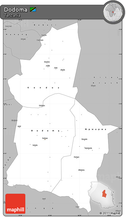 Gray Simple Map of Dodoma