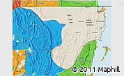 Shaded Relief 3D Map of Bukoba, political outside