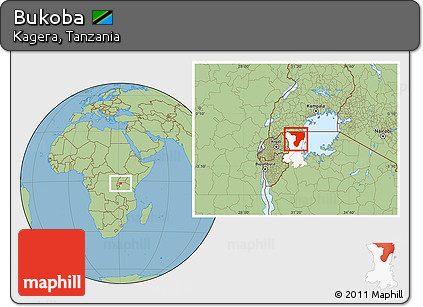 Savanna Style Location Map of Bukoba, highlighted parent region