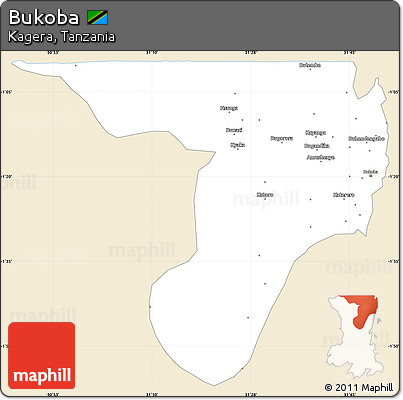 Classic Style Simple Map of Bukoba, single color outside