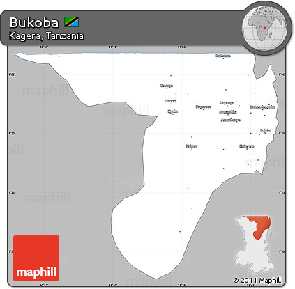 Gray Simple Map of Bukoba, single color outside