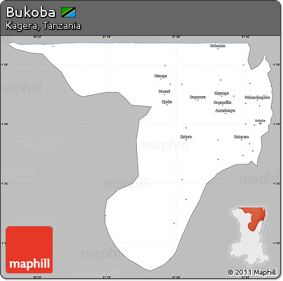 Gray Simple Map of Bukoba, single color outside