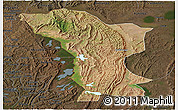 Satellite Panoramic Map of Karagwe, darken