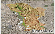 Satellite Panoramic Map of Karagwe, semi-desaturated