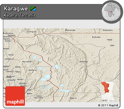 Shaded Relief Panoramic Map of Karagwe