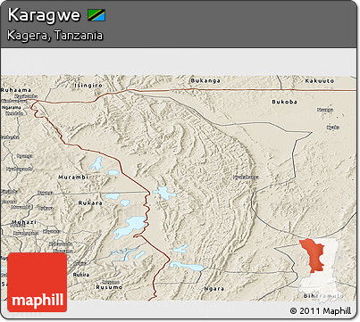 Shaded Relief Panoramic Map of Karagwe