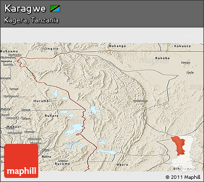Shaded Relief Panoramic Map of Karagwe