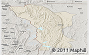 Shaded Relief Panoramic Map of Karagwe, semi-desaturated