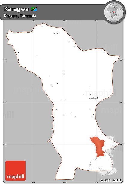 Gray Simple Map of Karagwe, cropped outside
