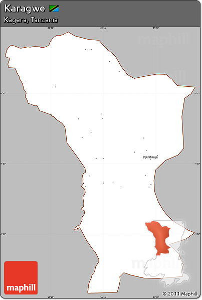 Gray Simple Map of Karagwe, cropped outside