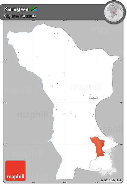 Gray Simple Map of Karagwe, single color outside