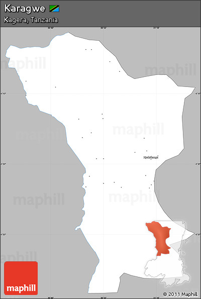 Gray Simple Map of Karagwe, single color outside
