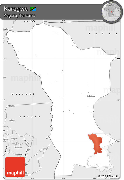 Silver Style Simple Map of Karagwe