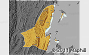 Physical 3D Map of Muleba, darken, desaturated