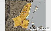 Physical 3D Map of Muleba, darken, semi-desaturated