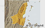 Physical 3D Map of Muleba, semi-desaturated