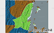 Political 3D Map of Muleba, darken