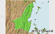 Political 3D Map of Muleba, satellite outside