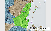 Political 3D Map of Muleba, semi-desaturated