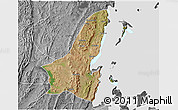 Satellite 3D Map of Muleba, desaturated
