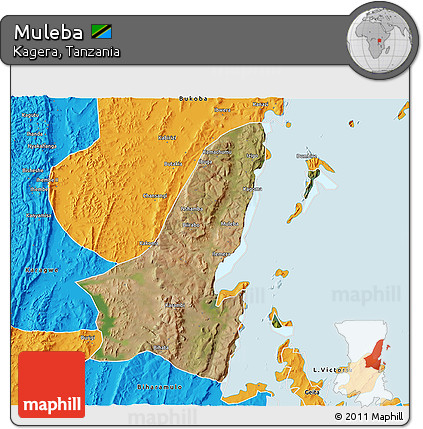 Satellite 3D Map of Muleba, political outside