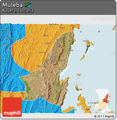 Satellite 3D Map of Muleba, political outside