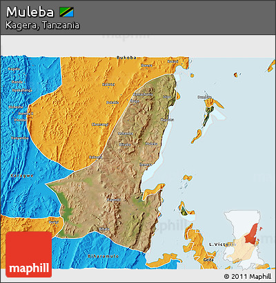 Satellite 3D Map of Muleba, political outside