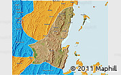 Satellite 3D Map of Muleba, political outside