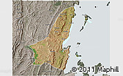 Satellite 3D Map of Muleba, semi-desaturated