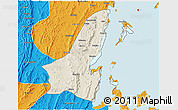 Shaded Relief 3D Map of Muleba, political outside