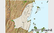 Shaded Relief 3D Map of Muleba, satellite outside