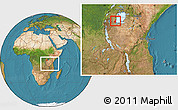 Satellite Location Map of Muleba, within the entire country