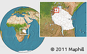 Satellite Location Map of Muleba, highlighted country, within the entire country