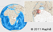 Shaded Relief Location Map of Muleba, highlighted country, highlighted parent region