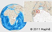 Shaded Relief Location Map of Muleba, highlighted country