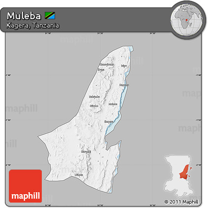 Gray Map of Muleba, single color outside