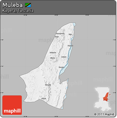 Gray Map of Muleba, single color outside