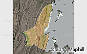 Satellite Map of Muleba, darken, semi-desaturated