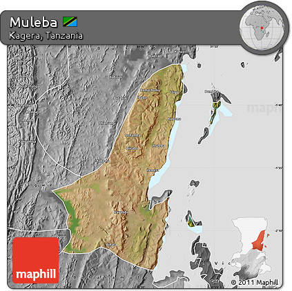 Satellite Map of Muleba, desaturated