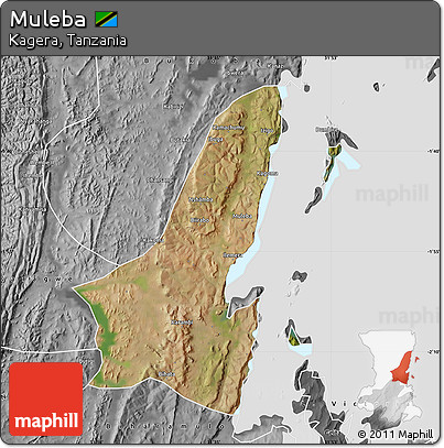 Satellite Map of Muleba, desaturated