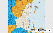 Shaded Relief Map of Muleba, political outside