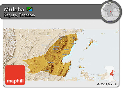 Physical Panoramic Map of Muleba, lighten
