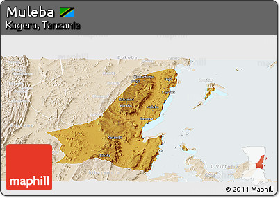 Physical Panoramic Map of Muleba, lighten