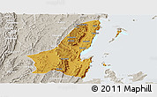 Physical Panoramic Map of Muleba, lighten, semi-desaturated