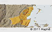 Physical Panoramic Map of Muleba, semi-desaturated