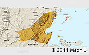 Physical Panoramic Map of Muleba, shaded relief outside
