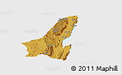 Physical Panoramic Map of Muleba, single color outside