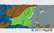 Political Panoramic Map of Muleba, darken